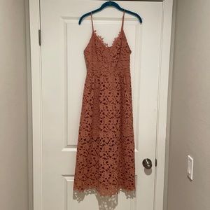 Pink lace midi dress